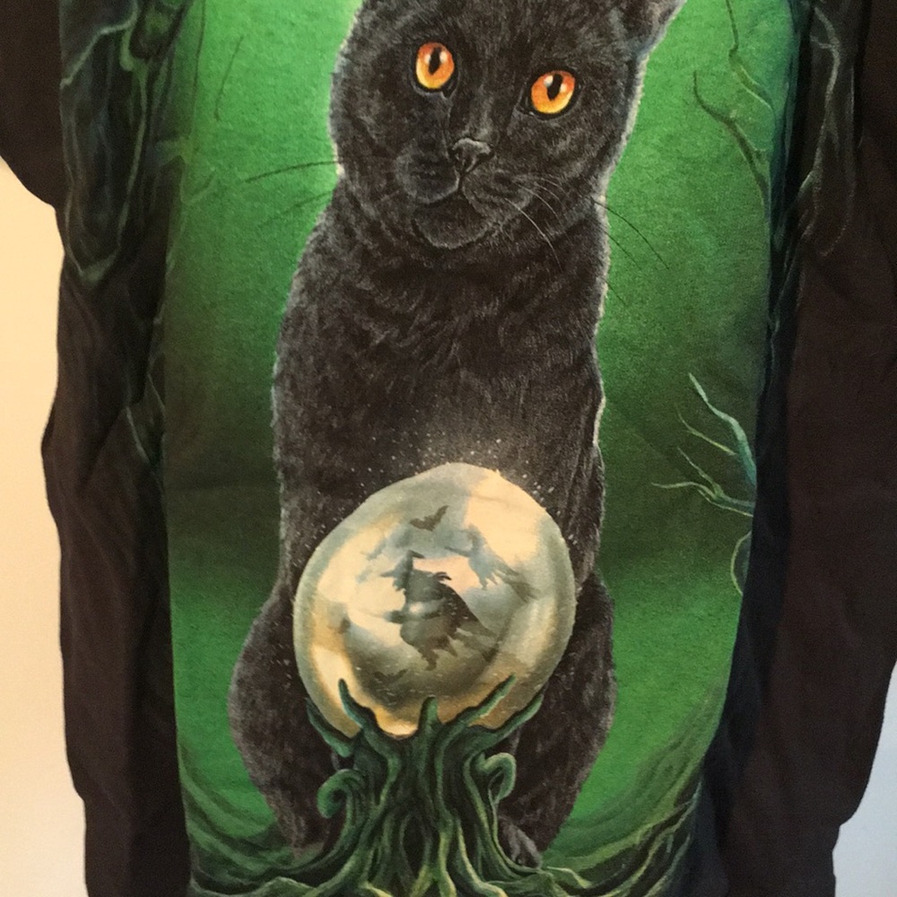 NWOT Black Cat/Witch/Pentagram T-shirt - Picture 3 of 5